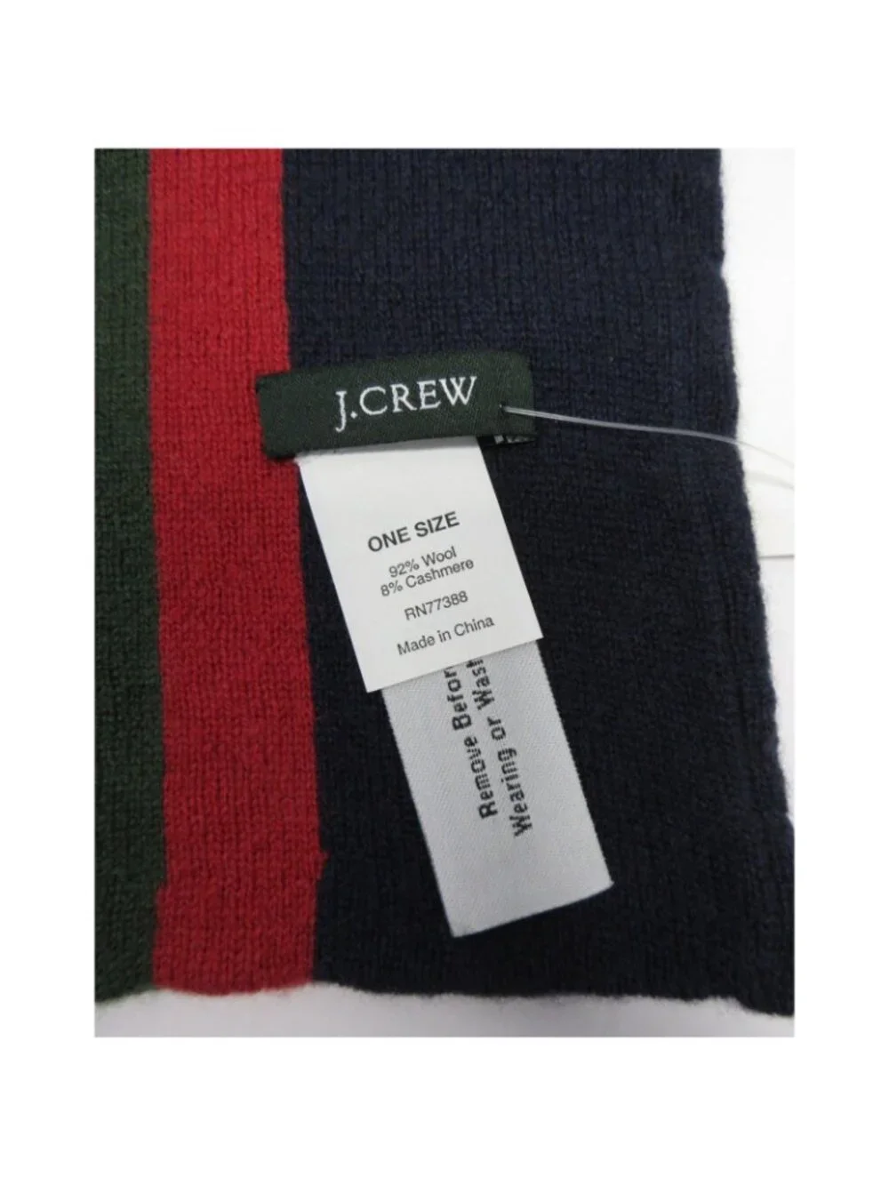 J Crew Scarf One Size Green Wool Cashmere Striped Preppy Winter Y2K NEW